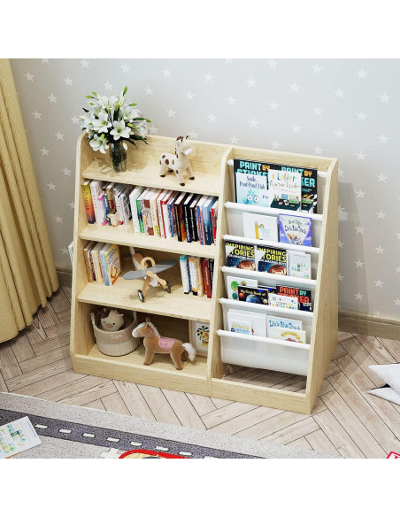 Estante de Libros para Niños HedoAjim 4 Niveles Burlywood Estante de Libros para Niños HedoAjim 4 Niveles Burlywood