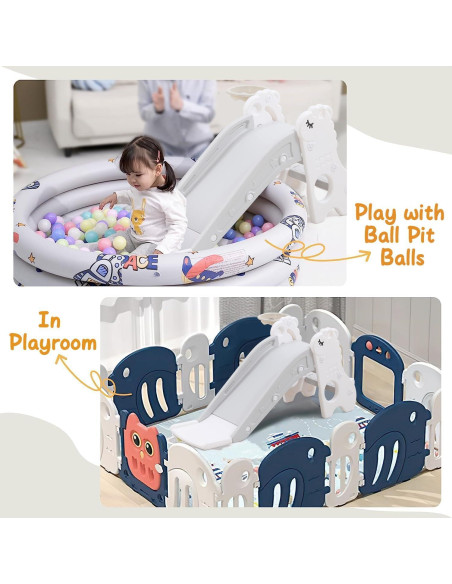 Tobogán para Niños HAPPYMATY con Aro de Baloncesto y Piscina de Pelotas Tobogán para Niños HAPPYMATY con Aro de Baloncesto y Piscina de Pelotas