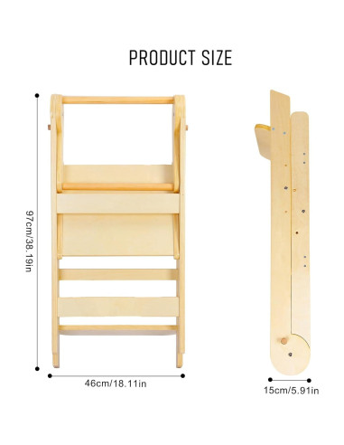 Torre de Aprendizaje Plegable Techimes Beige 3 Alturas 1-6 Años
