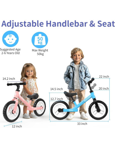 Bicicleta de Equilibrio BELEEV C3 para Niños 2-6 Años 12"