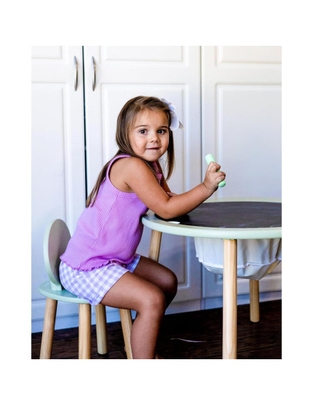 Conjunto de Mesa y Sillas para Niños Beright Verde, Madera Conjunto de Mesa y Sillas para Niños Beright Verde, Madera