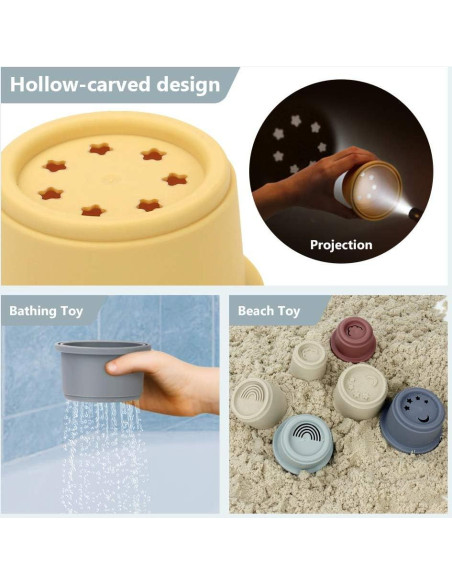 Juguete de Tazas Apilables Mini Tudou 8 Piezas para Bebés Juguete de Tazas Apilables Mini Tudou 8 Piezas para Bebés