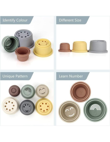 Juguete de Tazas Apilables Mini Tudou 8 Piezas para Bebés