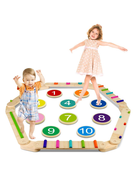 Viga de Equilibrio de Madera HAFTKD para Niños - 8 Conectores Viga de Equilibrio de Madera HAFTKD para Niños - 8 Conectores