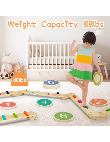 Viga de Equilibrio de Madera HAFTKD para Niños - 8 Conectores Viga de Equilibrio de Madera HAFTKD para Niños - 8 Conectores