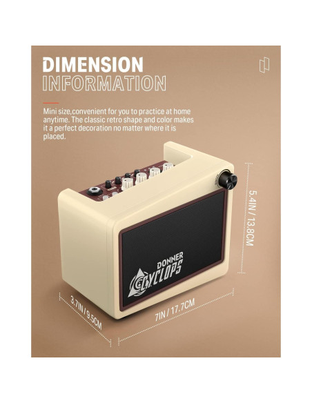 Amplificador Mini Donner Cyclops 5W Inalámbrico con Efectos Amplificador Mini Donner Cyclops 5W Inalámbrico con Efectos