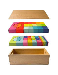 Bloques de Construcción de Madera Quiggly Montessori 68 Piezas