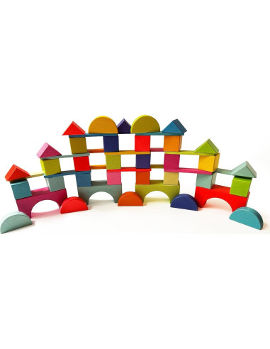 Bloques de Construcción de Madera Quiggly Montessori 68 Piezas