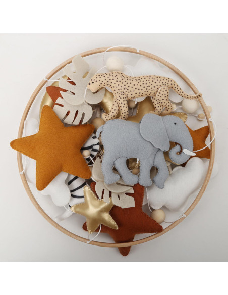 Móvil Safari para Cuna Flora & Ivy - Hecho a Mano Neutro Móvil Safari para Cuna Flora & Ivy - Hecho a Mano Neutro