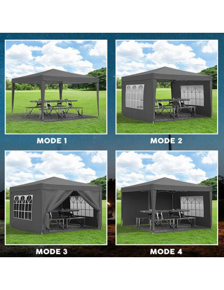 Carpa Plegable 3x3m Shuai con 4 Paredes Removibles y Bolsa Carpa Plegable 3x3m Shuai con 4 Paredes Removibles y Bolsa
