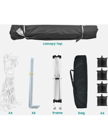 Carpa Plegable 3x3m Shuai con 4 Paredes Removibles y Bolsa