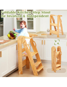 Taburete de Paso Plegable FUNLIO Montessori - 3 Alturas Ajustables 2