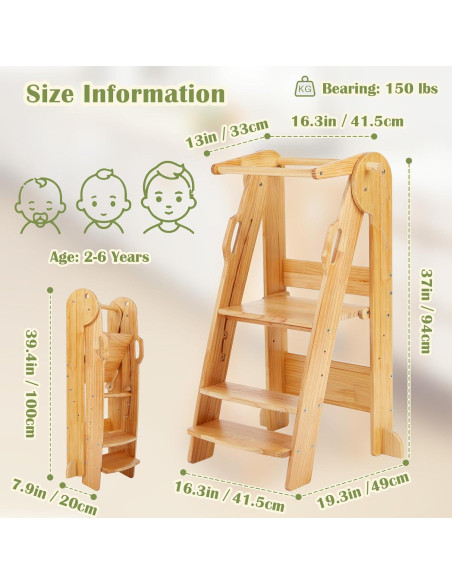 Taburete de Paso Plegable FUNLIO Montessori - 3 Alturas Ajustables Taburete de Paso Plegable FUNLIO Montessori - 3 Alturas Ajustables