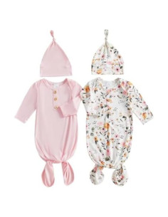 Conjunto de Pijama para Bebé Woshilaocai 0-3 Meses Floral y Sólido