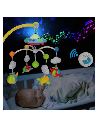 Móvil Musical para Cuna Elf Lab Avián con Proyector y Control Remoto