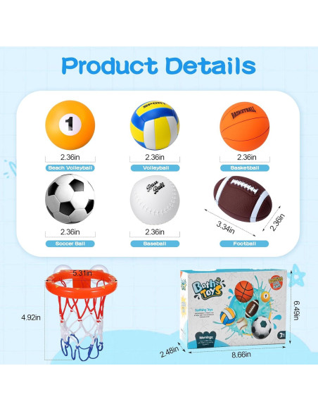 Juguetes de baño iluminados TNOIE con aro de baloncesto Juguetes de baño iluminados TNOIE con aro de baloncesto
