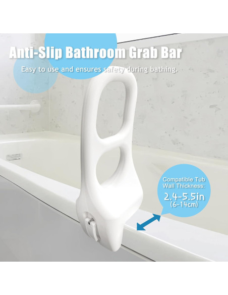 Barra de Seguridad Ajustable FamilyRoots para Bañera, Soporta 150 kg, Antideslizante, Blanca Barra de Seguridad Ajustable FamilyRoots para Bañera, Soporta 150 kg, Antideslizante, Blanca