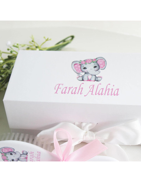 Set de Cepillo y Peine Personalizado para Bebé Elefante Rosa Set de Cepillo y Peine Personalizado para Bebé Elefante Rosa