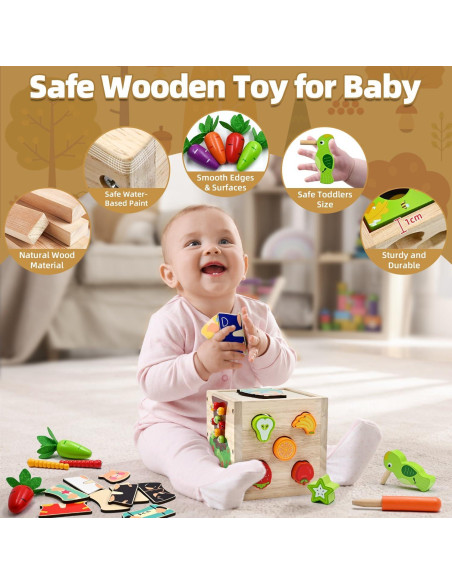 Cubo de Actividad de Madera AiTuiTui 5 en 1 para Bebés Cubo de Actividad de Madera AiTuiTui 5 en 1 para Bebés