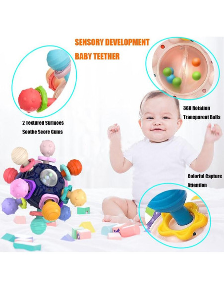 Juguetes de Dentición Sensorial para Bebés - Silicona Azul Juguetes de Dentición Sensorial para Bebés - Silicona Azul