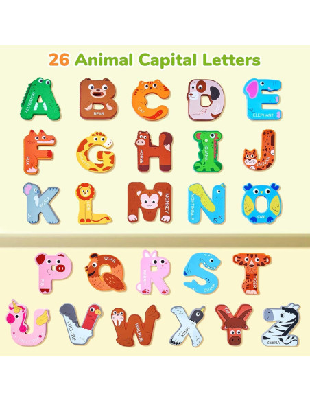 Rompecabezas de Alfabeto de Madera JoyCat 26 Letras Montessori Rompecabezas de Alfabeto de Madera JoyCat 26 Letras Montessori