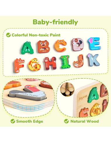 Rompecabezas de Alfabeto de Madera JoyCat 26 Letras Montessori