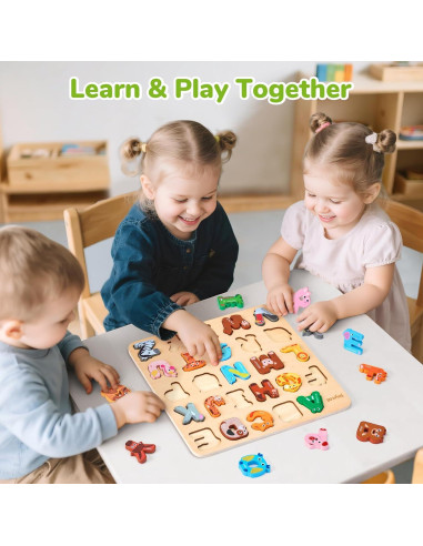 Rompecabezas de Alfabeto de Madera JoyCat 26 Letras Montessori