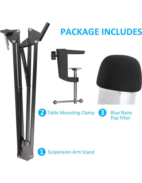 Soporte de Micrófono Yeti Nano YOUSHARES con Filtro Antipop Soporte de Micrófono Yeti Nano YOUSHARES con Filtro Antipop