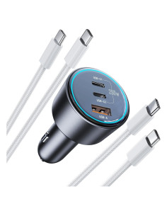 Cargador de coche rápido 200W USB-C 3 puertos para iPhone 16