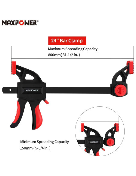 Abrazadera de Carpintería MAXPOWER 600mm 24" - Juego de 4 Abrazadera de Carpintería MAXPOWER 600mm 24" - Juego de 4