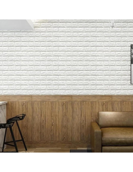 30 Paneles de Pared 3D Autoadhesivos Prasacco Ladrillo Blanco 30 Paneles de Pared 3D Autoadhesivos Prasacco Ladrillo Blanco