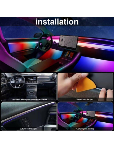 Luces de tira LED TEKSHINNY para automóvil, 16 millones de colores Luces de tira LED TEKSHINNY para automóvil, 16 millones de colores