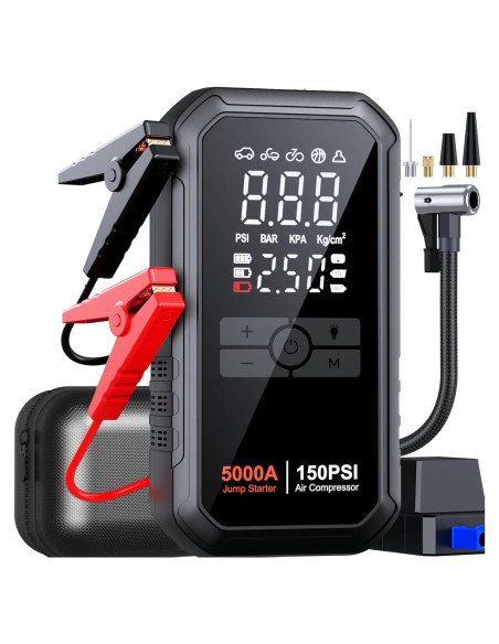 Arrancador de Batería Portátil Heuuv H6 5000A 26800mAh con Compresor Arrancador de Batería Portátil Heuuv H6 5000A 26800mAh con Compresor