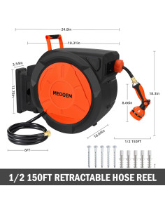 Carrete de Manguera Retráctil MEOOEM 1/2" 150m Automático 2