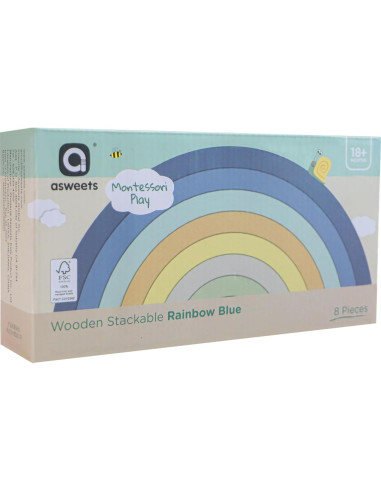 Juguete Apilable de Madera Asweets Arco Iris 8 Bloques 18M+