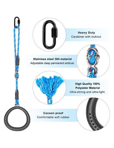 Anillas de Gimnasia Antideslizantes SELEWARE 1.07m Ajustables