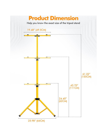 Soporte de trípode Ridgeyard ajustable 61-158 cm para luces Soporte de trípode Ridgeyard ajustable 61-158 cm para luces