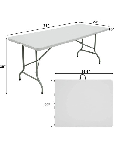 Mesa Plegable Blanca 6 Pies Increíble por Menos - Portátil