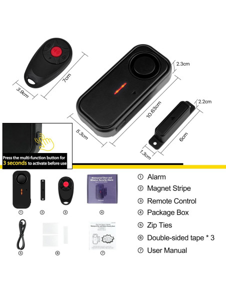 Alarmas de Puerta y Ventana NineLeaf 108dB para Seguridad Alarmas de Puerta y Ventana NineLeaf 108dB para Seguridad