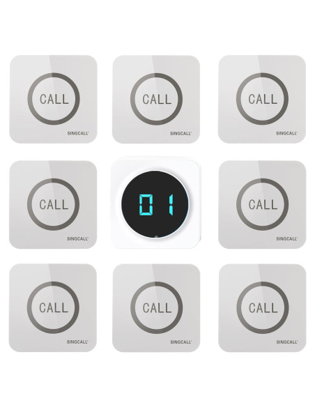 Sistema de Llamada Inalámbrico SINGCALL con 8 Botones y Receptor Sistema de Llamada Inalámbrico SINGCALL con 8 Botones y Receptor