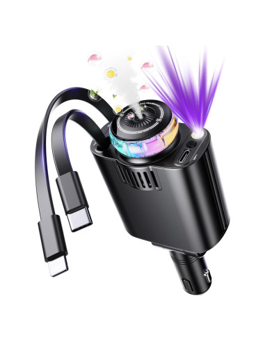 Cargador de Coche Retráctil 5 en 1 con Aromaterapia y Luz Estrellada