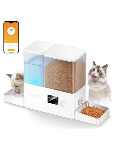 Comedero Automático Rojeco 8.5L WiFi y Dispensador de Agua 3.5L
