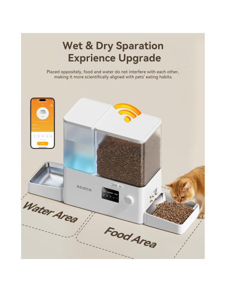 Comedero Automático Rojeco 8.5L WiFi y Dispensador de Agua 3.5L Comedero Automático Rojeco 8.5L WiFi y Dispensador de Agua 3.5L