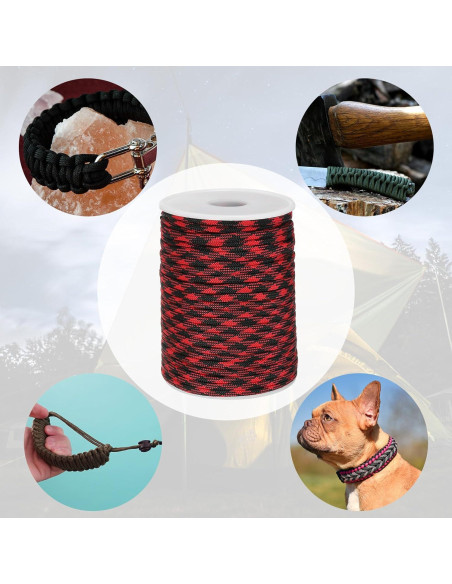 Cuerda Paracord 30m PATIKIL 250kg 4mm 7 Hilos Rojo/Negro Cuerda Paracord 30m PATIKIL 250kg 4mm 7 Hilos Rojo/Negro