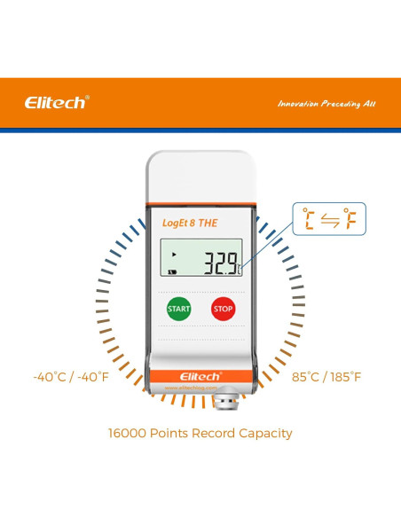 Registrador de Datos Elitech LogEt 8 THE Temperatura y Humedad Registrador de Datos Elitech LogEt 8 THE Temperatura y Humedad