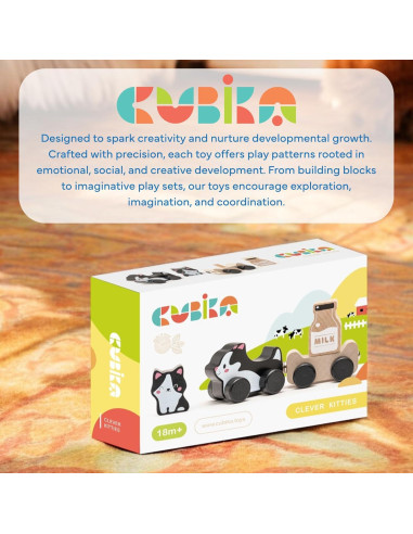 Juguete de tren de madera Clever Kitties - Gatitos magnéticos 18 meses+