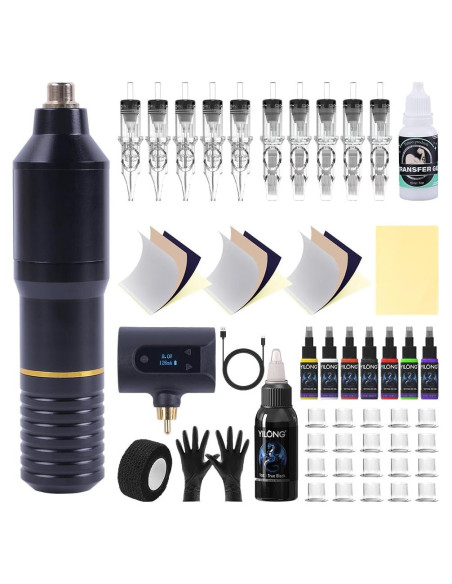 Kit de Tatuaje Inalámbrico YILONG con Batería 1400 mAh y Agujas Kit de Tatuaje Inalámbrico YILONG con Batería 1400 mAh y Agujas