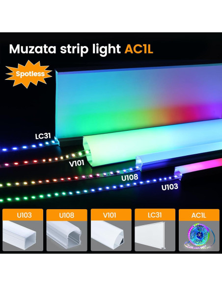 Tira de LED RGB Muzata AC1L 5M 96 LEDs/m Alta Densidad Tira de LED RGB Muzata AC1L 5M 96 LEDs/m Alta Densidad