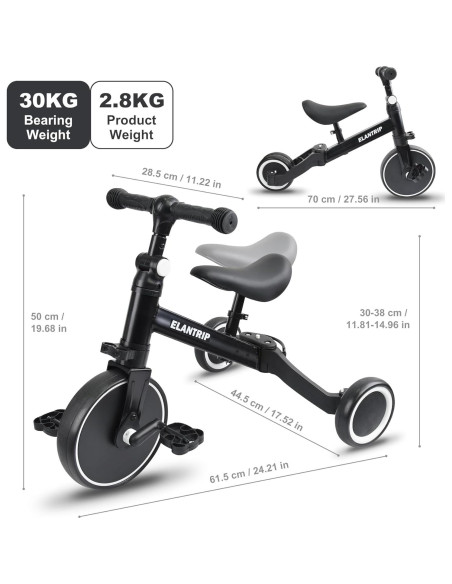 Triciclo Elantrip 5 en 1 para Niños 1-3 Años Ajustable Triciclo Elantrip 5 en 1 para Niños 1-3 Años Ajustable