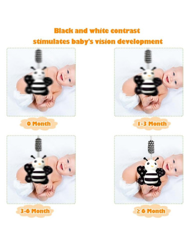 KAKIBLIN Juguetes Colgantes para Bebés - 3 Piezas Alto Contraste